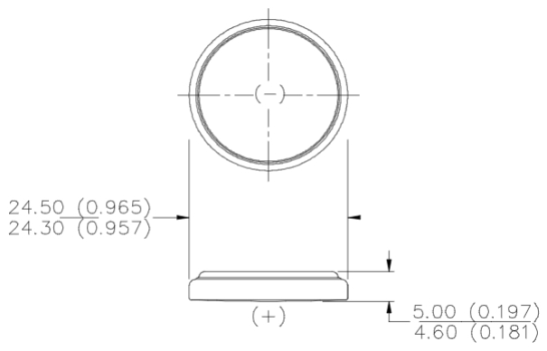 CR2450 Dimensions